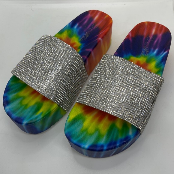 Women’s Summer Multicolor Rhinestone Slide Sandals - Picture 5 of 7